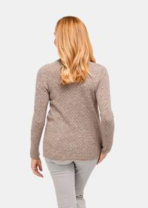 Goldner Fashion Elegante ajour pullover van eersteklas gemêleerd garen - taupe / gemêl. 