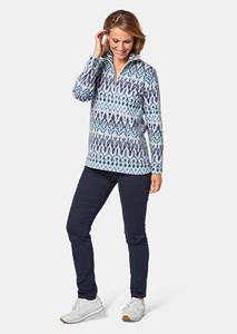 goldnerfashion Behaaglijk warme schipperstrui van fleece - blauw / gedess. -