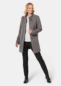 goldnerfashion Moderne, korte mantel met wol - grijs / beige / gemêl. -