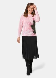 goldnerfashion Pullover met elegante print en pailletten - rosé / zwart / gedess. -