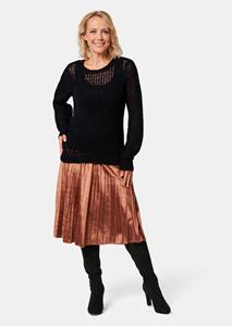 goldnerfashion Elegante pullover in netlook met pailletten - zwart -
