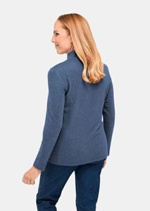 goldnerfashion Zacht shirt met opstaande kraag, ritssluiting en glanzend, geborduurd logo - rookblauw / gemêl. -