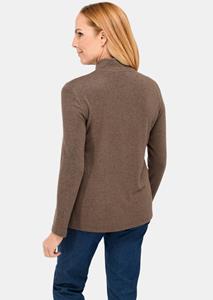 goldnerfashion Zacht shirt met opstaande kraag, ritssluiting en glanzend, geborduurd logo - bruin / gemêl. -