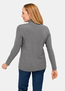 goldnerfashion Zacht shirt met opstaande kraag, ritssluiting en glanzend, geborduurd logo - grijs / gemêl. -