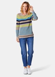 goldnerfashion Gestreepte pullover - steengrijs / geel / turquoise / gestreept -
