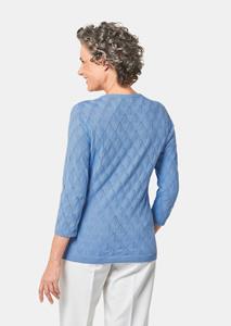 goldnerfashion Verzorgde ajour pullover met vrouwelijke accenten - blauw -