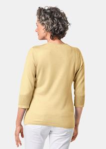 goldnerfashion Verzorgde ajour pullover met vrouwelijke accenten - geel -