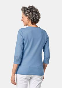 goldnerfashion Verzorgde ajour pullover met vrouwelijke accenten - lichtblauw -