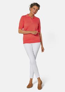 goldnerfashion Tricot pullover met korte mouwen en mooie kraag - koraalrood -