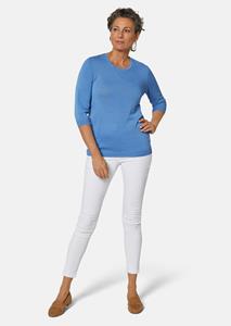 goldnerfashion Zomerse, tricot pullover met ajourpatroon - blauw -