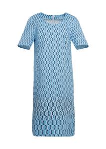 goldnerfashion Gedess. katoenen jurk - wit / lichtblauw -