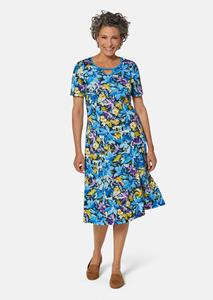 goldnerfashion Vrijetijdsjurk met hoogwaardige print - blauw / gedess. -