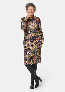 goldnerfashion Gedessineerde jurk met afstaande col - marine / gedess. -