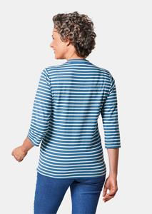 goldnerfashion Sportief gestreept shirt in lang model - koningsblauw / gebroken wit / gestreept -