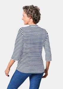 goldnerfashion Sportief gestreept shirt in lang model - wit / marine / gestreept -
