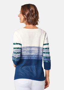 goldnerfashion Lichte pullover met mooi streepdessin - koningsblauw / gedess. -