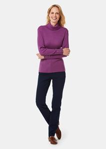 goldner Elegante colpullover met sierknopen - bessen -