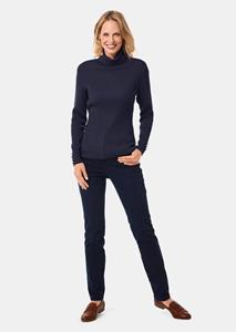 goldnerfashion Elegante colpullover met sierknopen - marine -