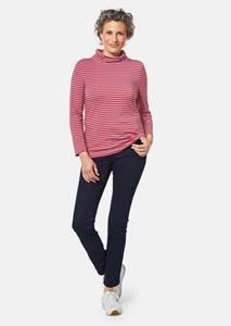 goldnerfashion Huidvriendelijk gestreept shirt met col - rood / grijs / gestreept -
