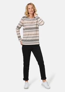 goldnerfashion Veelzijdig te combineren shirt van zacht materiaal - beige / gebroken wit / gedess. -