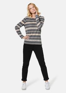 goldnerfashion Veelzijdig te combineren shirt van zacht materiaal - zwart / beige / gedess. -