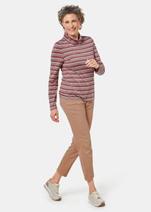 goldnerfashion Kriebelvrij gestreept shirt met zacht glansgaren - bruin / gestreept -