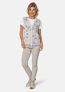 goldnerfashion Verbloemend jacquard tricot vest in hoogwaardige kwaliteit - beige / blauw / beige / gedess. -