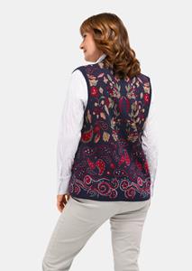 goldnerfashion Tricot vest met luxueus jacquardmotief - donkerblauw / gedess. -
