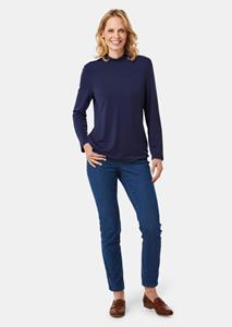 goldnerfashion Shirt met opstaande kraag met lange mouwen - marine -