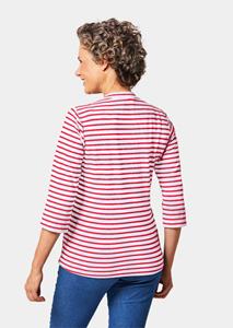 goldnerfashion Sportief gestreept shirt in lang model - wit / rood / gestreept -