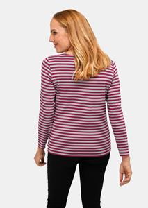 goldnerfashion Meerkleurig gebreid, gestreept shirt - bordeaux / grijs -