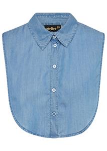 goldnerfashion Modieuze blousekraag in denimlook - blauw -