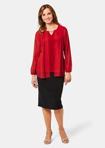 Feestelijke blouse met chiffon en sierelement - rood 