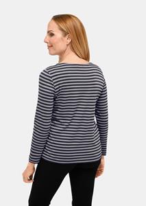goldnerfashion Meerkleurig gebreid, gestreept shirt - marine / grijs -