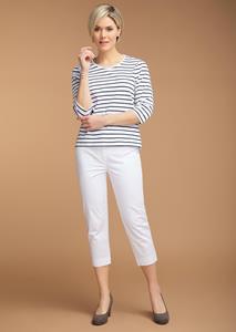 goldnerfashion Meerkleurig gebreid, gestreept shirt - wit / marine / gestreept -