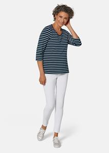goldnerfashion Meerkleurig gebreid, gestreept shirt - marine / wit / gestreept -
