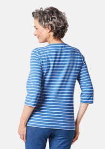 goldnerfashion Meerkleurig gebreid, gestreept shirt - koningsblauw / wit / gestreept -