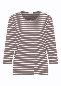 goldnerfashion Meerkleurig gebreid, gestreept shirt - taupe / wit / gestreept -