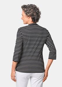 goldnerfashion Sportief gestreept shirt in lang model - zwart / gebroken wit / gestreept -