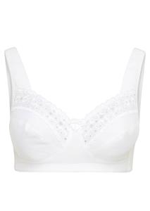 goldnerfashion Beha met brede schouderbandjes en geborduurd kant - wit -
