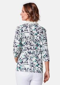 goldnerfashion Gedessineerd poloshirt met witte, contrasterende kraag - gebroken wit / boommos / gedess. -