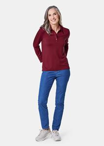 goldnerfashion Poloshirt met lange mouwen en sierband bij de knoopsluiting - donkerrood -