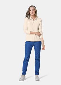 goldnerfashion Poloshirt met lange mouwen en sierband bij de knoopsluiting - gebroken wit -