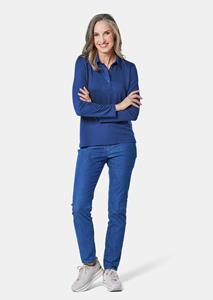 goldnerfashion Poloshirt met lange mouwen en sierband bij de knoopsluiting - royalblau -