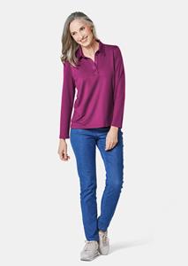 goldnerfashion Poloshirt met lange mouwen en sierband bij de knoopsluiting - bessen -