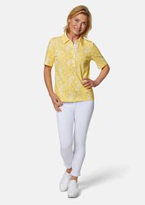 goldnerfashion Gedessineerd piqué-poloshirt - geel / wit -