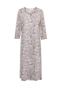 goldnerfashion Nachthemd met 3/4 mouwen - taupe / sering / gedess. -