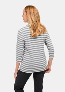 goldnerfashion Hoogwaardig shirt met lange mouwen en polokraag - grijs / wit / gestreept -