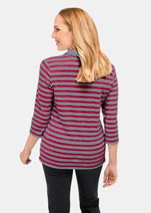 goldnerfashion Hoogwaardig shirt met lange mouwen en polokraag - grijs / rood / gestreept -