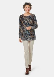 goldnerfashion Prachtig gekleurde gedessineerde blouse - marine / gedess. -